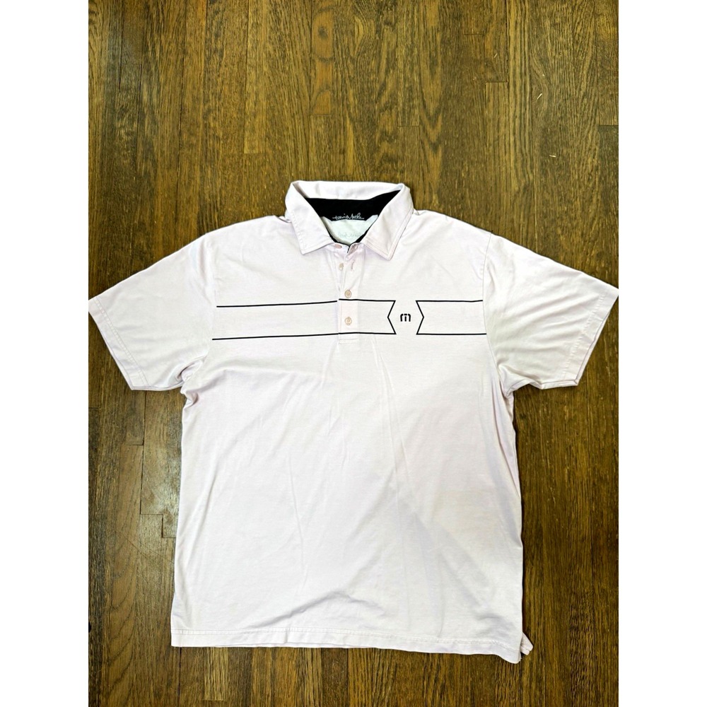 TravisMathew Mens XL Pink Solid Polo Shirt Short Sleeve Collared Logo Button